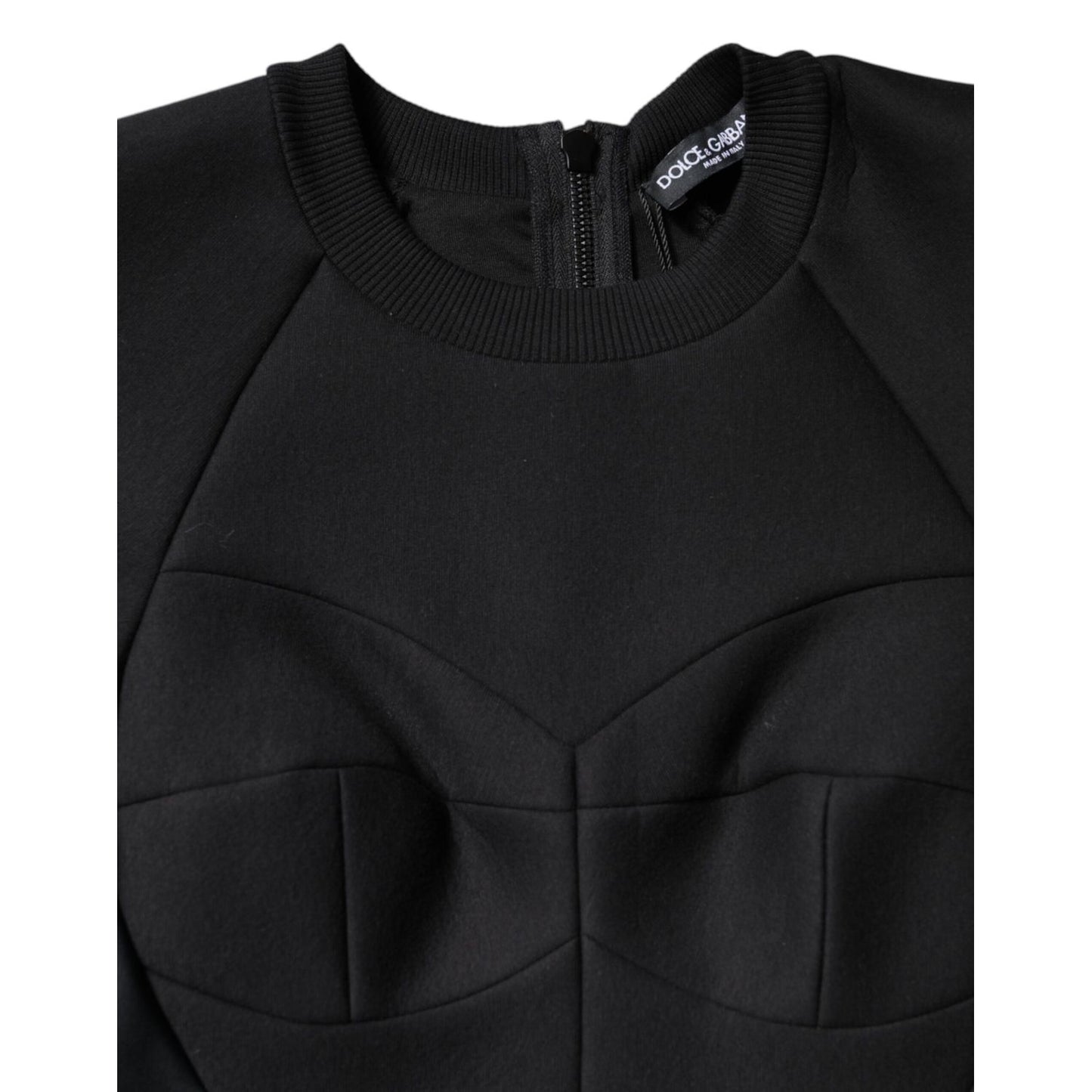 Dolce & Gabbana Black Cotton Long Sleeves A-line Mini Dress