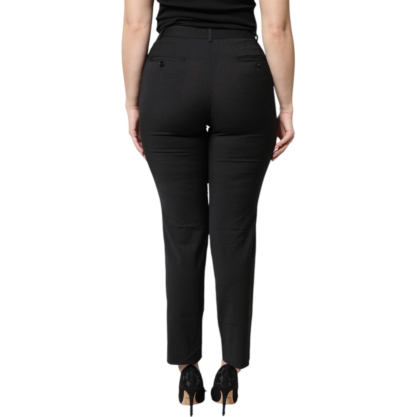 Dolce & Gabbana Black Polyester High Waist Slim Pants PAN75991-40