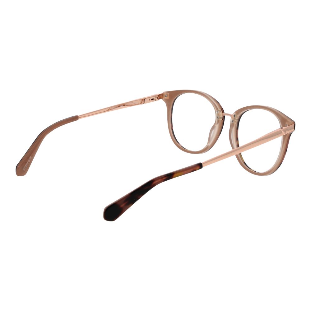 Guess Brown Unisex Glasses Frame with acetate round full-rim design, size 51-18-140, featuring spring hinges and demo plastic lenses.