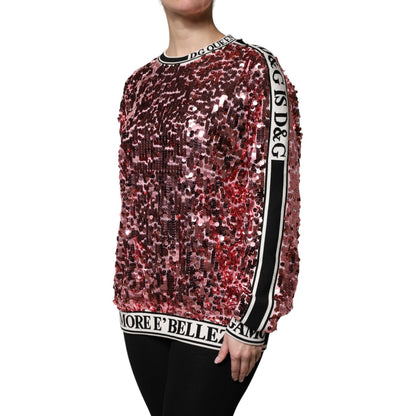 Dolce & Gabbana Pink DG Queen Sequin Pullover Sweater