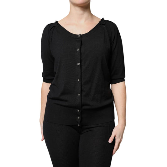 Dolce & Gabbana Black Button Down Short Sleeve Blouse Top