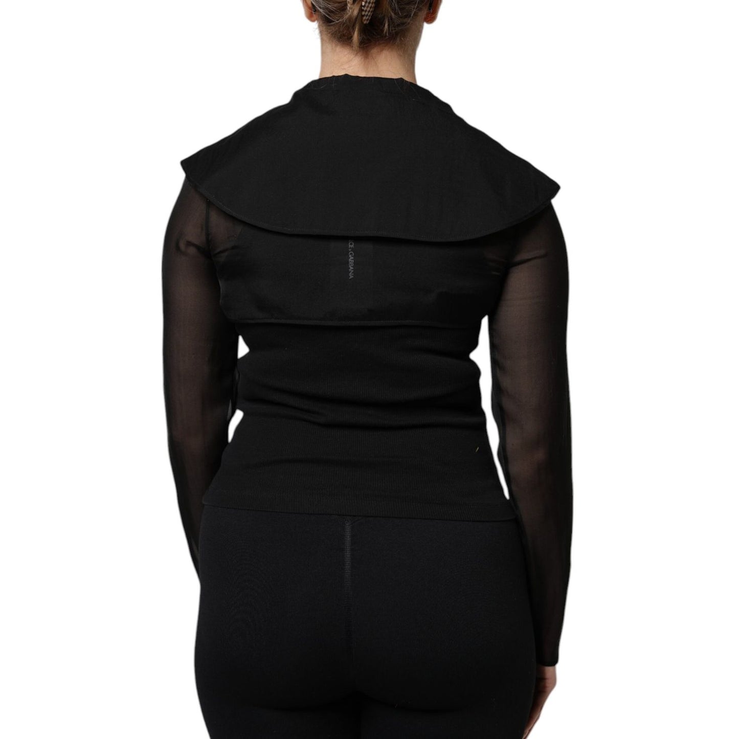 Dolce & Gabbana Black Silk Sheer Long Sleeves Blouse Top