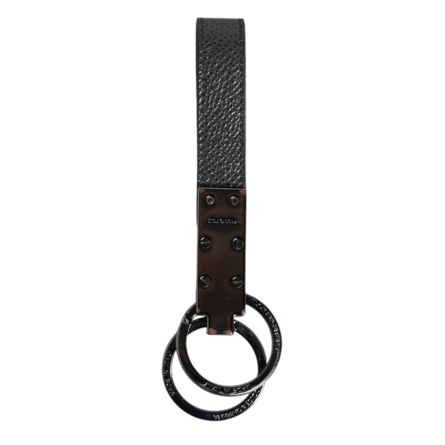 Dolce & Gabbana Brown Leather DG Plaque Double Keyring Holder Keychain SMY10449