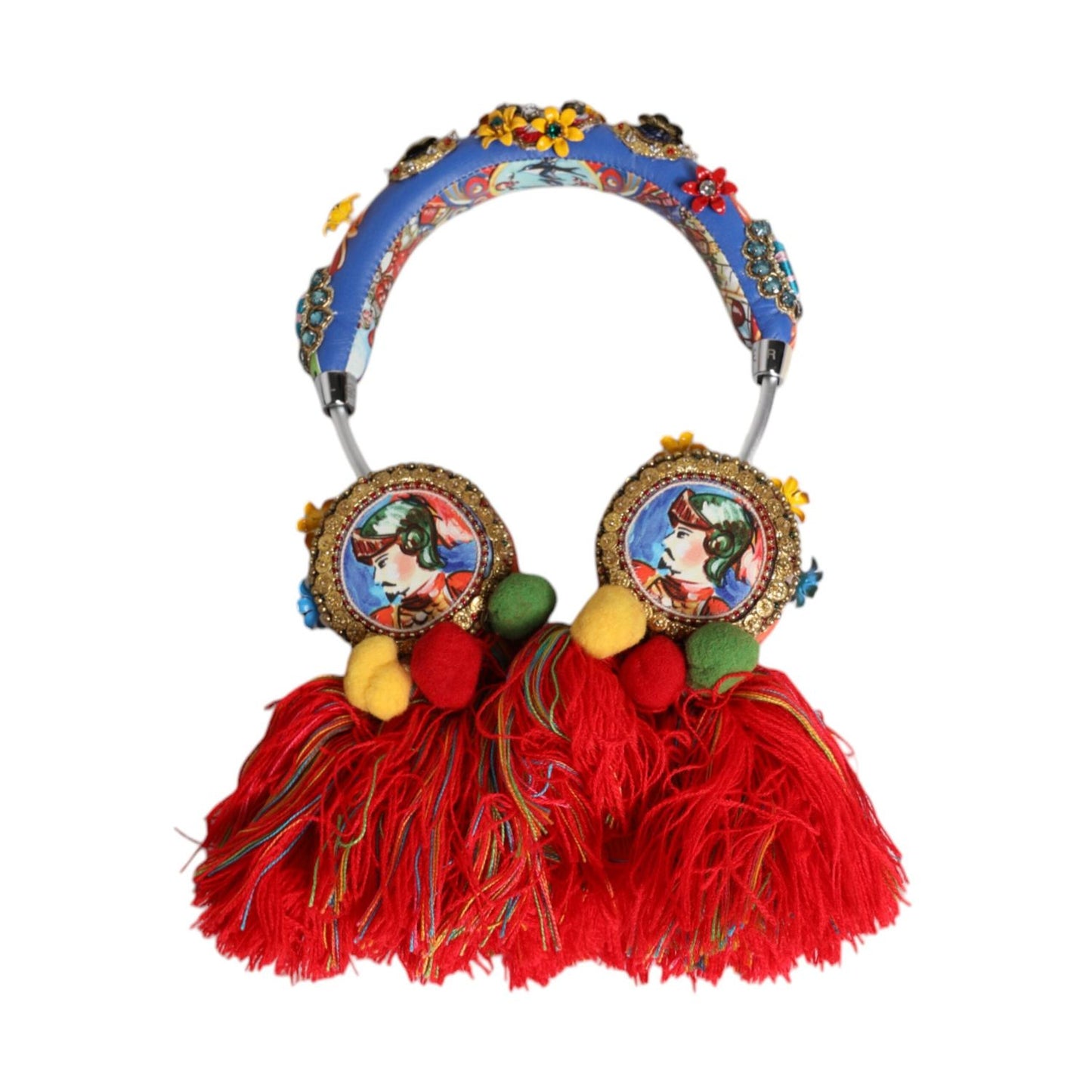 Dolce & Gabbana Multicolor Whimsical Tasseled Crystal Headset Headphones SMY10463