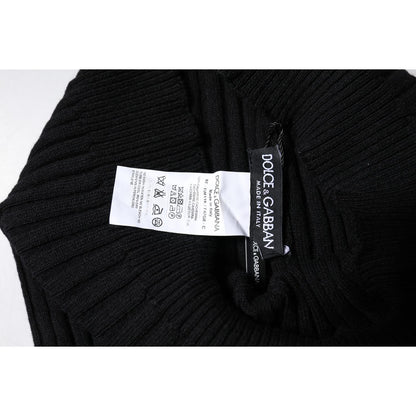 Dolce & Gabbana Black Cashmere Knitted Neck Warmer Foulard Scarf
