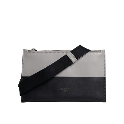 Dolce & Gabbana Black White Leather Logo Embossed Crossbody Bag