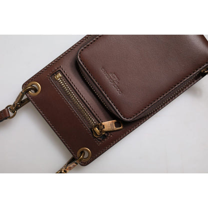 Dolce & Gabbana Brown Leather Neck Strap Cross Body Sling Bag