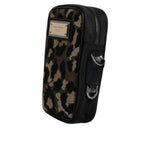 Dolce & Gabbana Multicolor Leopard Jacquard Logo Plaque Neck Strap Bag BAG4302