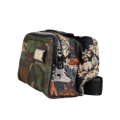 Dolce & Gabbana Multicolor Camouflage Patchwork Logo Waist Fanny Pack Bag