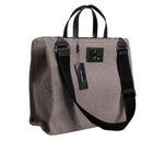 Dolce & Gabbana Grey Alpaca Wool Logo Plaque Tote Shoulder Bag BAG4332