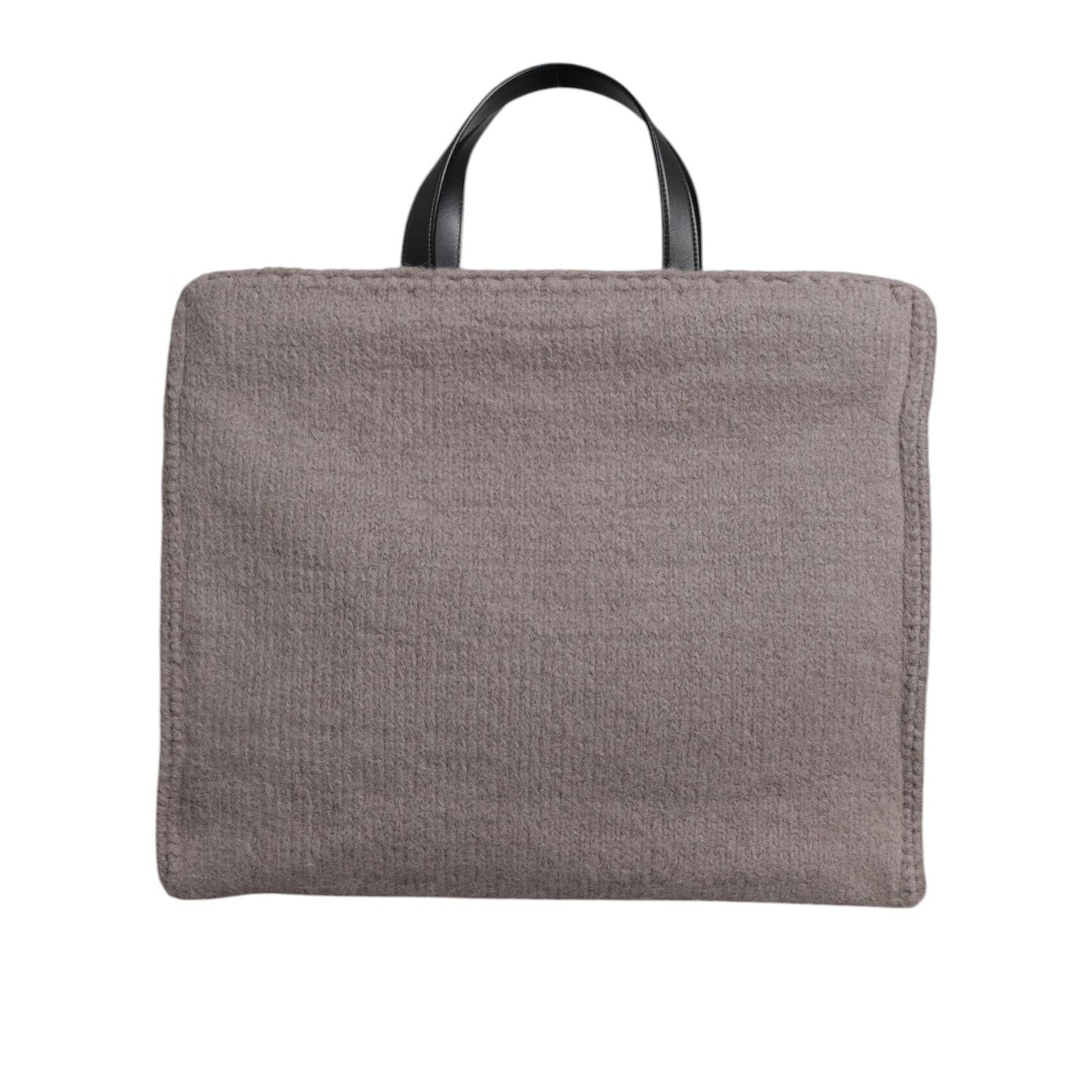 Dolce & Gabbana Grey Alpaca Wool Logo Plaque Tote Shoulder Bag BAG4332