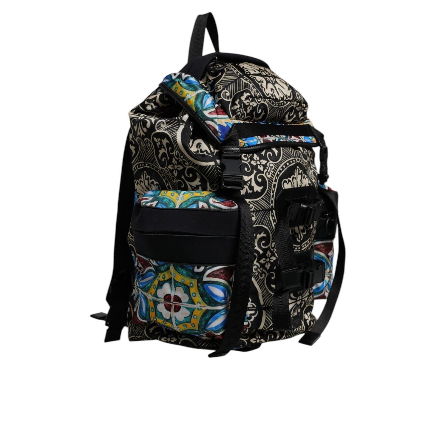 Dolce & Gabbana Multicolor Maiolica Print Nylon Backpack Bag BAG4348