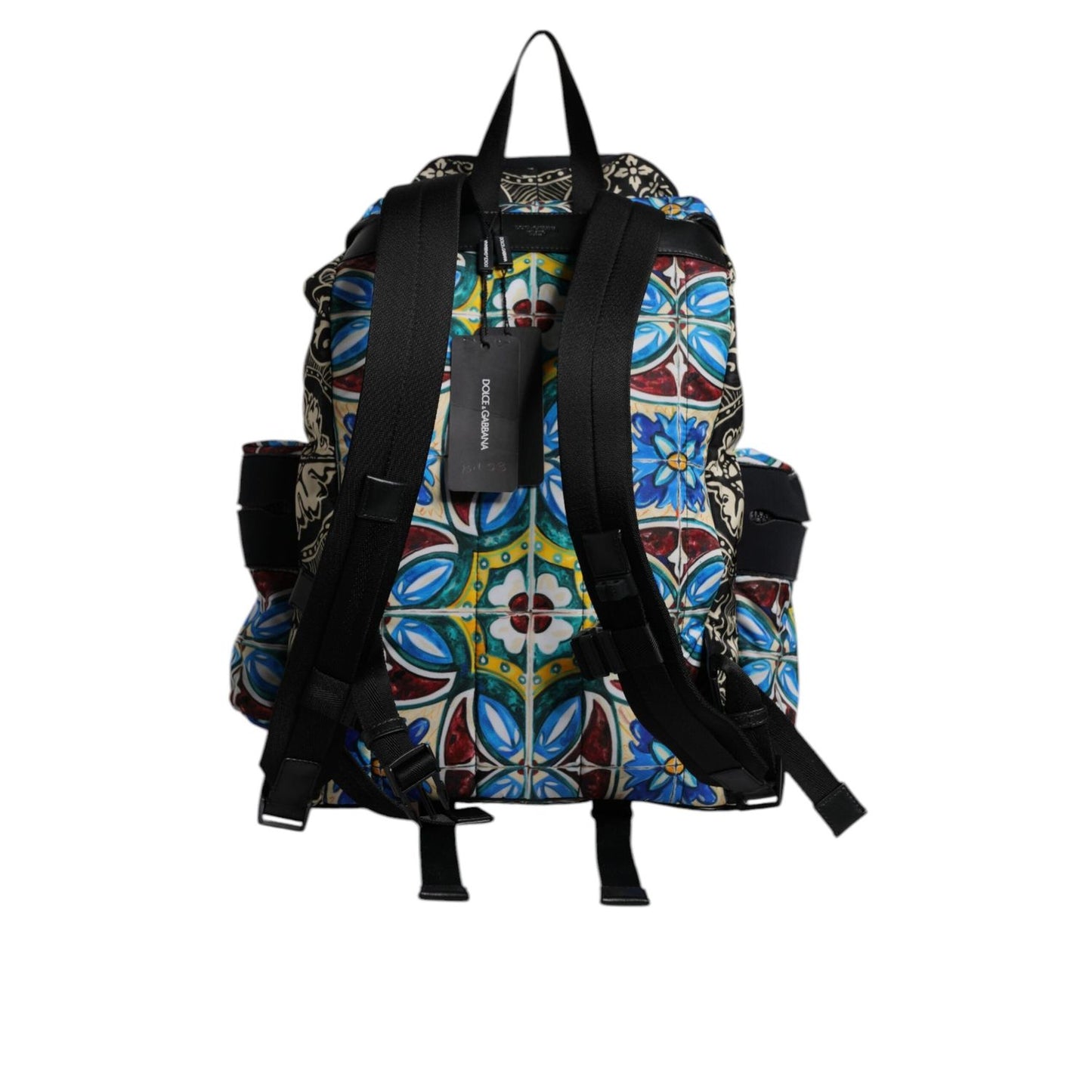Dolce & Gabbana Multicolor Maiolica Print Nylon Backpack Bag BAG4348