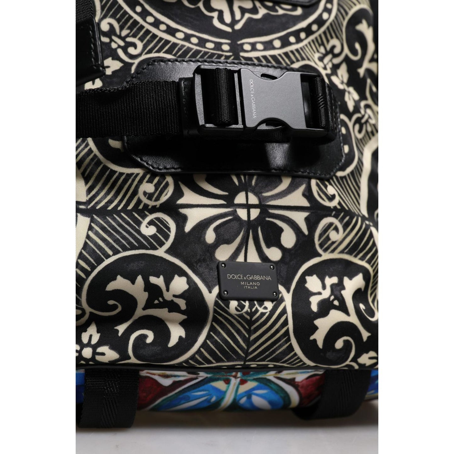 Dolce & Gabbana Multicolor Maiolica Print Nylon Backpack Bag BAG4348