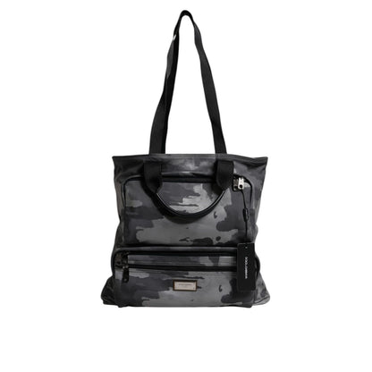 Dolce & Gabbana Gray Camo Cotton Multiple Compartments Tote Bag