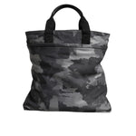 Dolce & Gabbana Gray Camo Cotton Multiple Compartments Tote Bag BAG4352