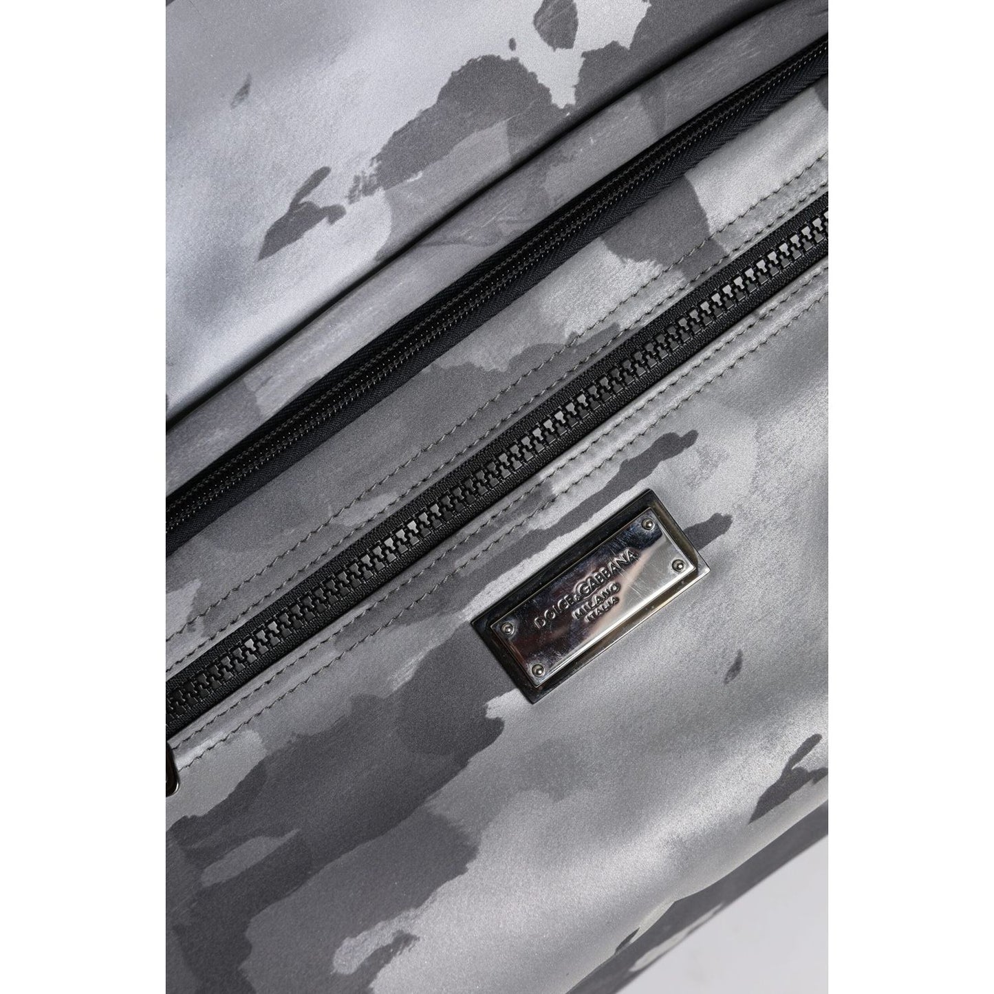 Dolce & Gabbana Gray Camo Cotton Multiple Compartments Tote Bag BAG4352