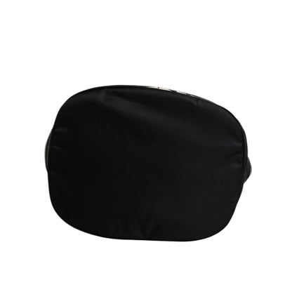 Dolce & Gabbana Black Nylon White Iconic Logo Shoulder Bucket Bag