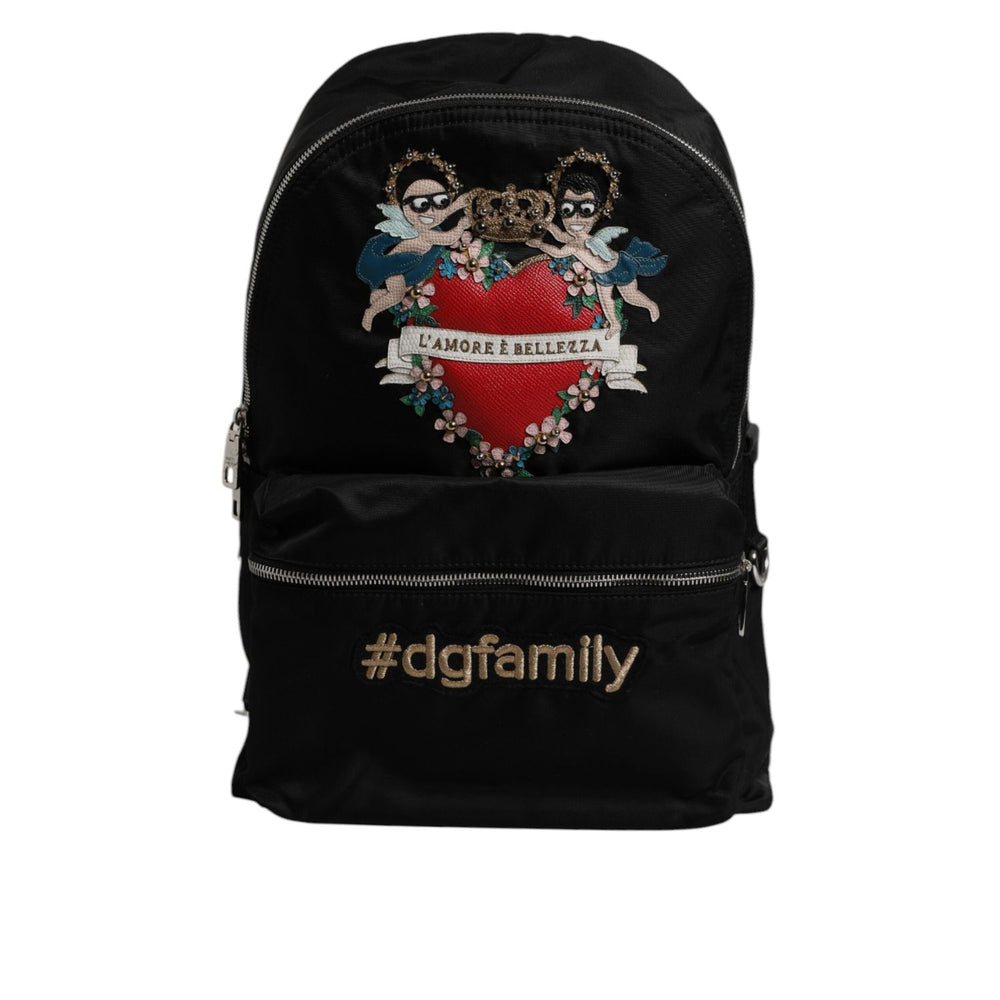 Dolce & Gabbana Black Nylon #DGFAMILY Embellished Backpack VULCANO Bag BAG4381