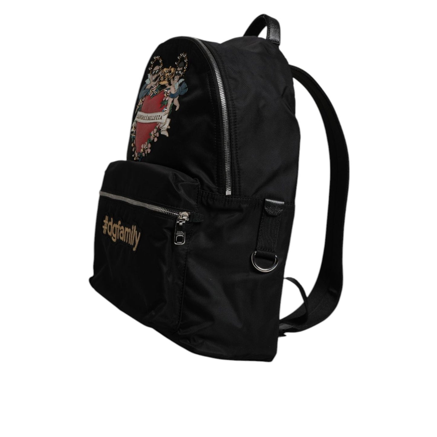 Dolce & Gabbana Black Nylon #DGFAMILY Embellished Backpack VULCANO Bag BAG4381