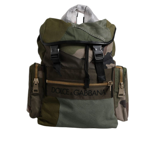 Dolce & Gabbana Military Green Patchwork Travel Backpack Bag BAG4473
