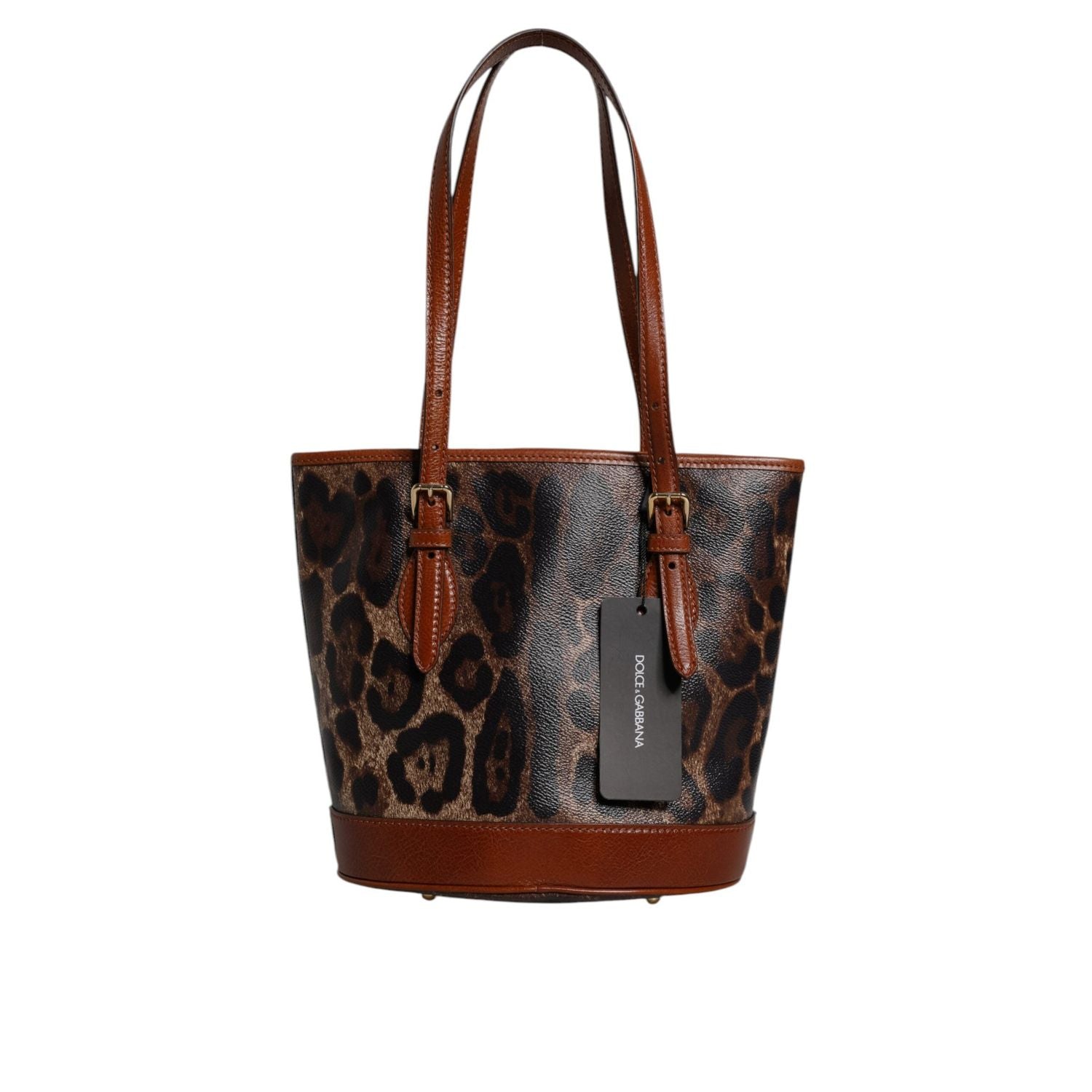 Dolce & Gabbana Brown Leopard Leather Shoulder Strap Tote Bag