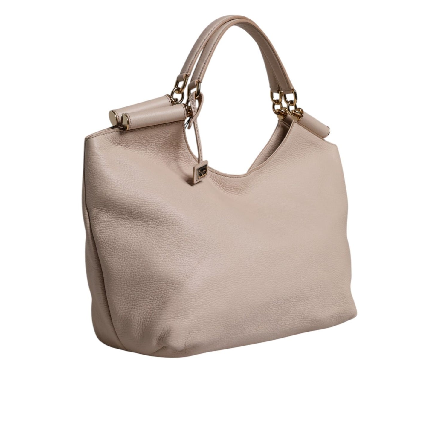 Dolce & Gabbana Light Pink Deer Leather Logo Plaque Tote Top Handle Bag