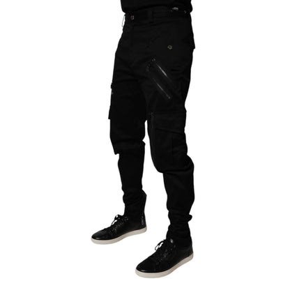 Dolce & Gabbana Black Cotton Cargo Tapered Pants