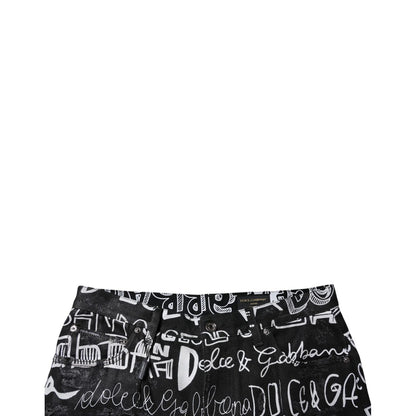 Dolce & Gabbana Black Cotton Logo Print Straight Denim Jeans