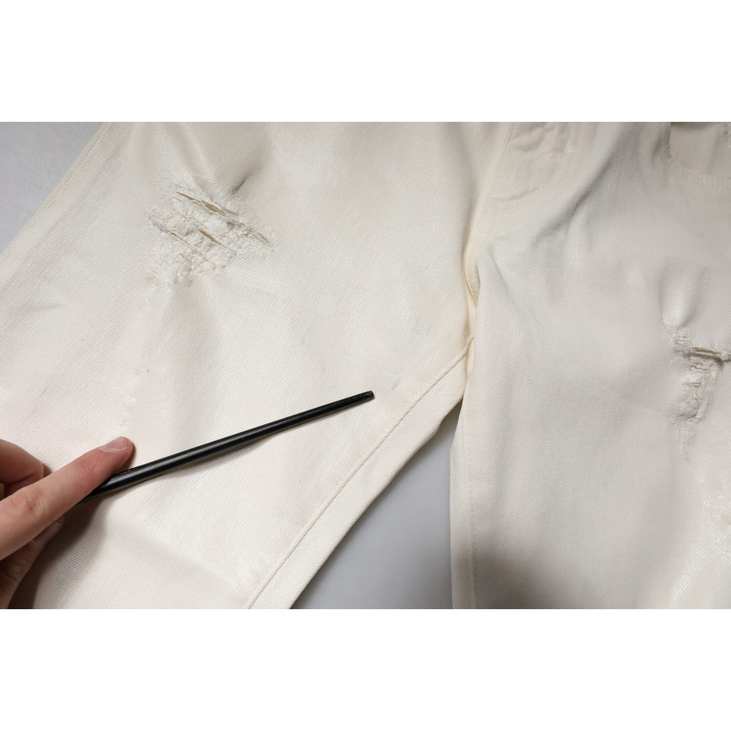 Dolce & Gabbana Off White Cotton Stretch Skinny Denim Jeans