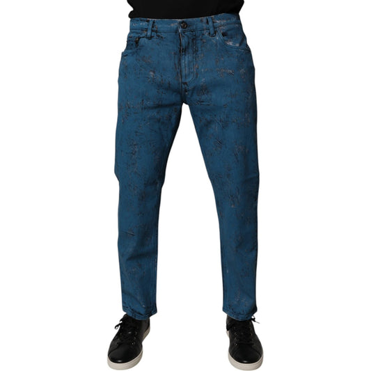 Dolce & Gabbana Blue Tie Dye Cotton Skinny Men Denim Jeans