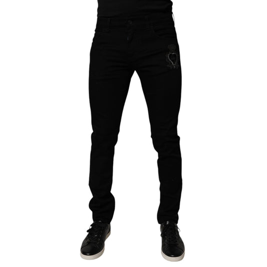 Dolce & Gabbana Black Sacred Heart Cotton Skinny Denim Jeans