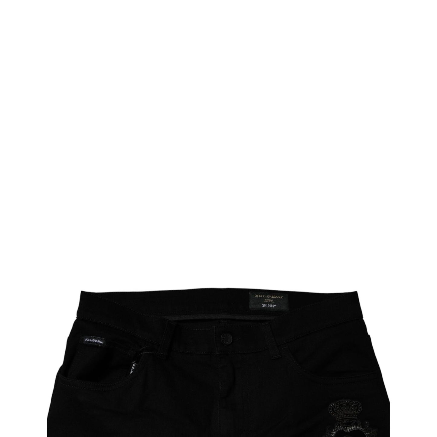 Dolce & Gabbana Black Sacred Heart Cotton Skinny Denim Jeans