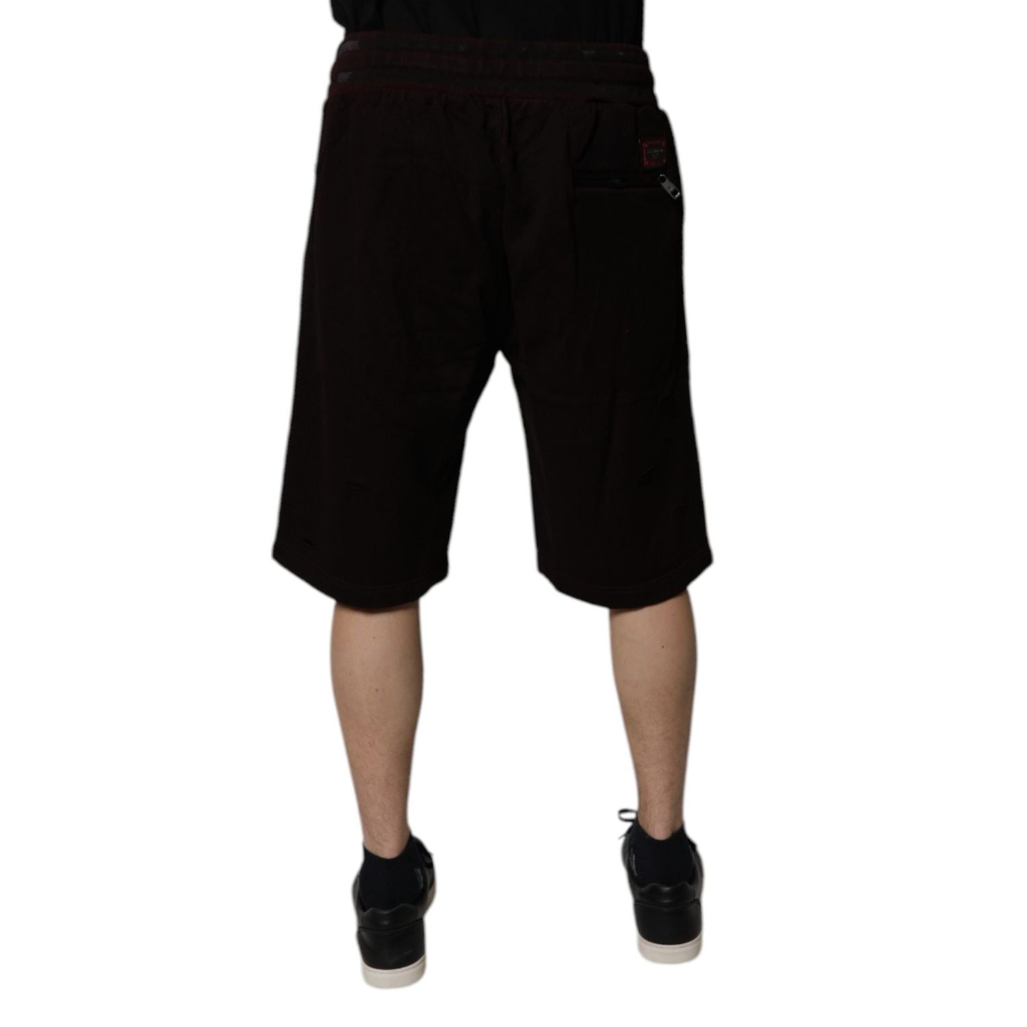 Dolce & Gabbana Maroon Cotton Logo Plaque Men Bermuda Shorts