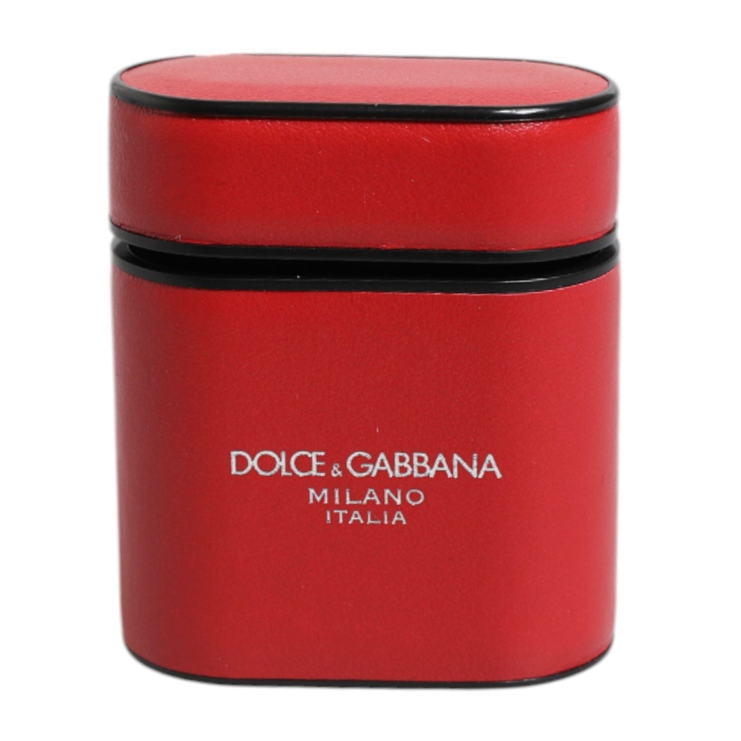 Dolce & Gabbana Red Calfskin Leather Logo Print Flip Holder Airpods Case SMY10654