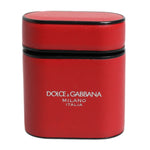 Dolce & Gabbana Red Calfskin Leather Logo Print Flip Holder Airpods Case SMY10654