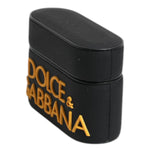 Dolce & Gabbana Black Yellow Silicone Embossed Logo Airpods Case SMY10658