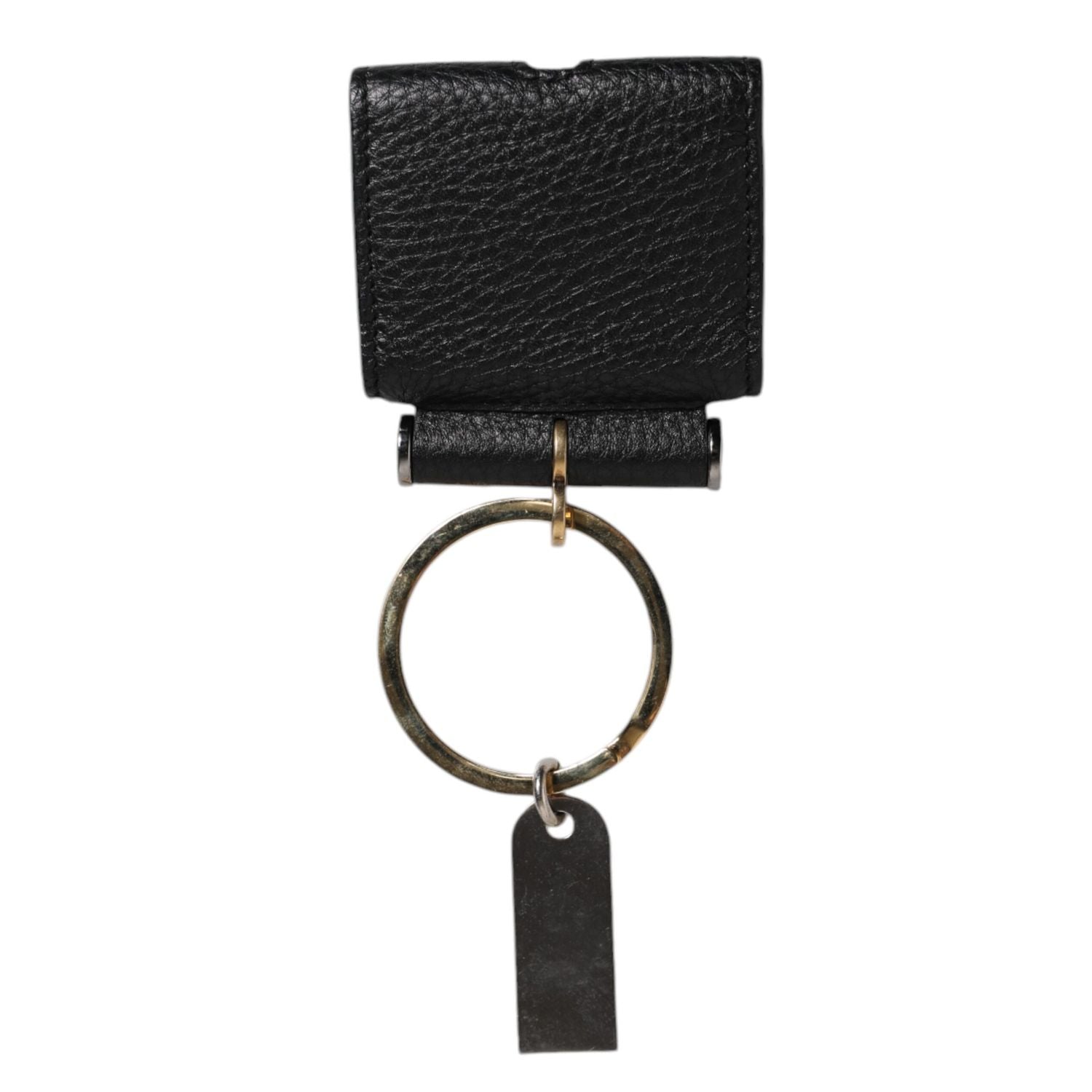 Dolce & Gabbana Black Leather Strap Gold Metal Logo Plaque Airpods Case