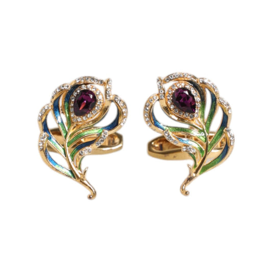 Dolce & Gabbana Multicolor Peacock Feathers 925 Sterling Silver Cufflink SMY10679