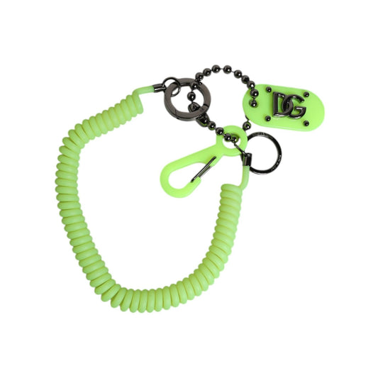 Dolce & Gabbana Green Springy Key Holder DG Logo Men's Keychain Keyring SMY10653