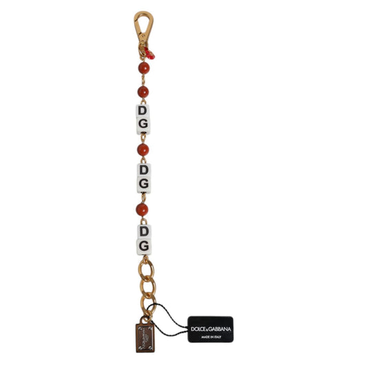 Dolce & Gabbana Multicolor Gold Tone Brass Chain DG Logo Dice Bracelet SMY10685