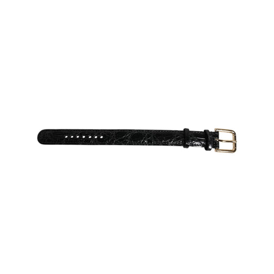 Dolce & Gabbana Black Exotic Leather Gold Tone Metal Buckle Armband SMY10696#