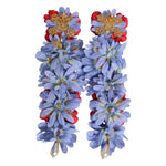 Dolce & Gabbana Gold Tone Brass Floral Crystal Clip On Dangling Earrings SMY10507