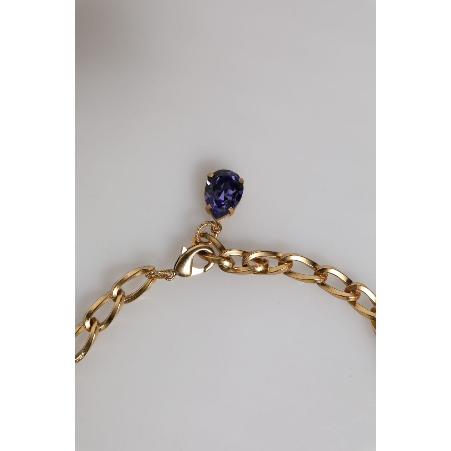 Dolce & Gabbana Gold Brass Floral Crystals Pearl Embellished Necklace