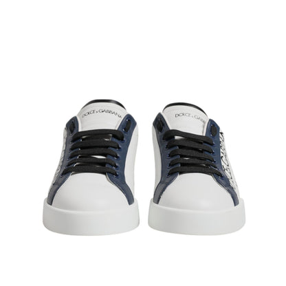 Dolce & Gabbana White Blue Crown Low Top Men Sneakers Shoes