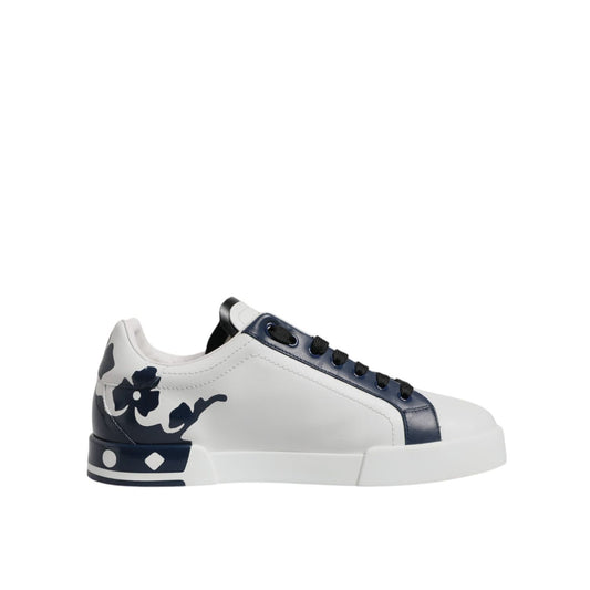 Dolce & Gabbana White Blue Crown Low Top Men Sneakers Shoes
