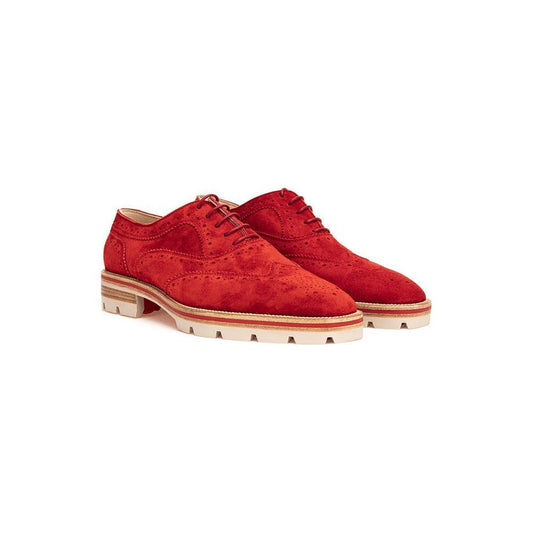 Christian Louboutin Red Suede Leather Oxfords And Derby