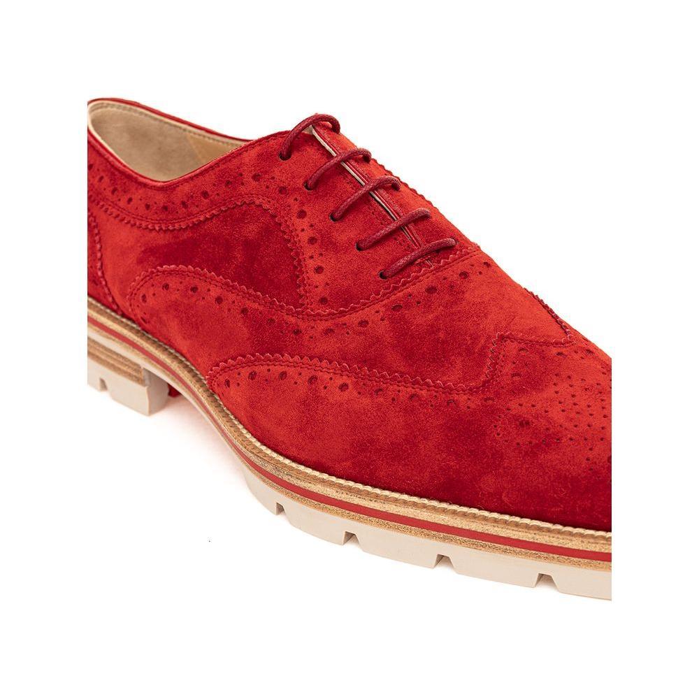 Christian Louboutin Red Suede Leather Oxfords And Derby