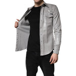 Dolce & Gabbana Metallic Gray Cotton Button Down Shirt TSH878486-38