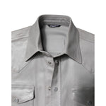 Dolce & Gabbana Metallic Gray Cotton Button Down Shirt TSH878492-43